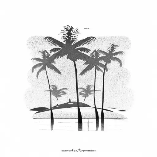A silhouette of a beach sunset with palm trees, symbolizing the memorable moments you've had on family vacations tattoo design idea