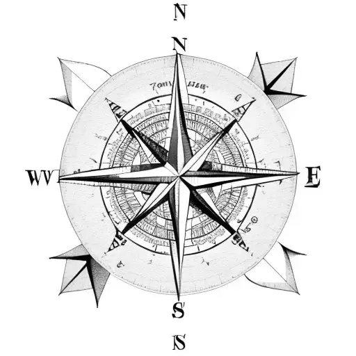 A compass rose with coordinates of memorable family vacation spots tattoo design idea