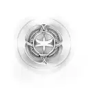 A dotwork tattoo of a karma symbol intertwined with a realistic representation of the circle of life tattoo design idea