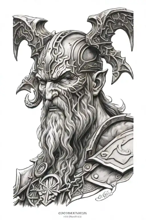 odin god of war face tattoo design idea