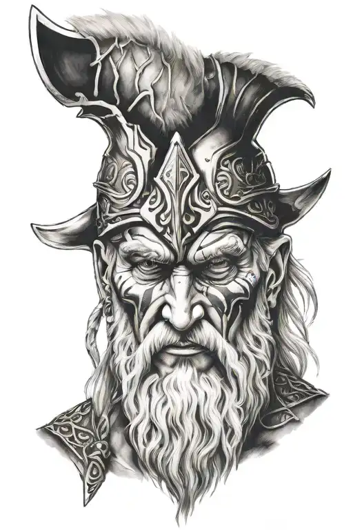 odin god of war face one eye tattoo design idea