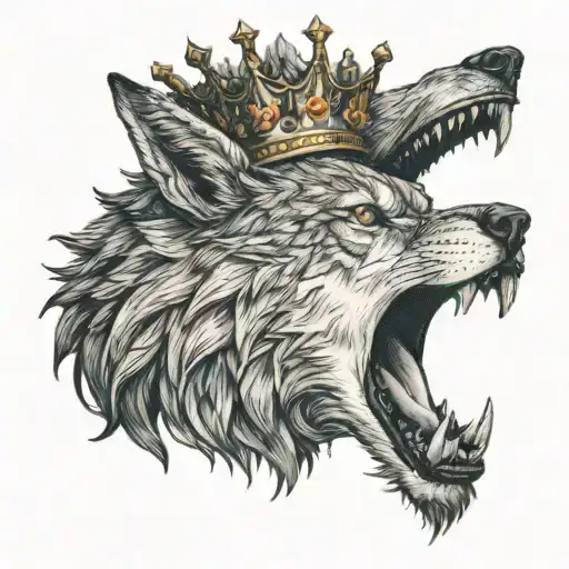 conjoin sigma vs alpha wolf howling  head alpha wearing a crown tattoo design idea