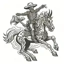 deamon skeleton riding skeleton bucking bronco tattoo design idea