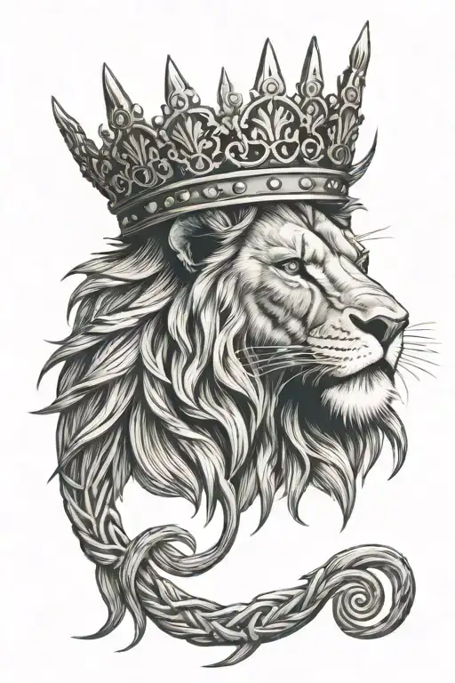 lion wearing crown of thorns and a cross tattoo design idea