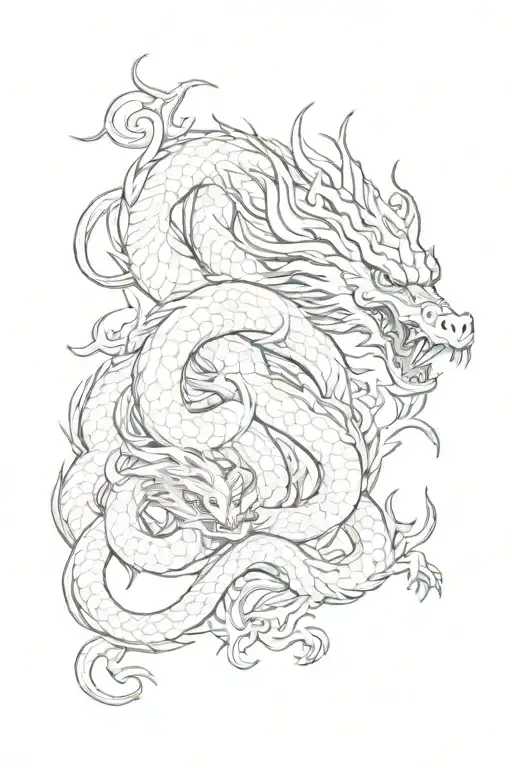 family in Japanese dragon tattoo design idea