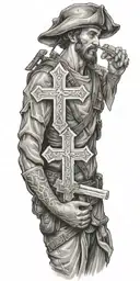 soldier of God with cross and bible scripture  tattoo design idea