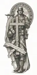 soldier of God with cross and bible scripture  tattoo design idea