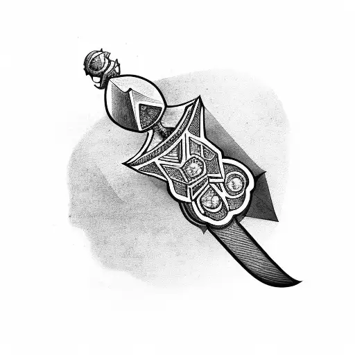a sword but with dice makeing the blade tattoo design idea