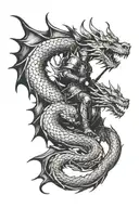 knight riding a dragon breathing fire tattoo design idea