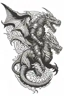 knight riding a dragon breathing fire tattoo design idea