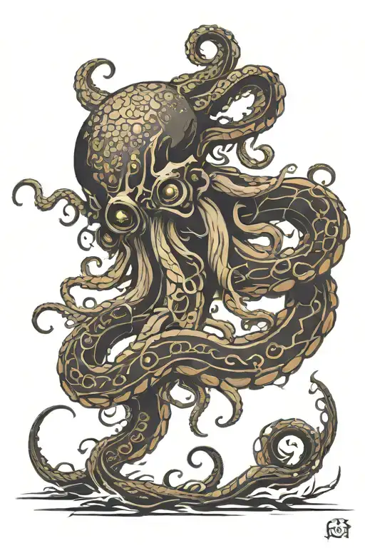 kraken wrapping its tentacles tattoo design idea