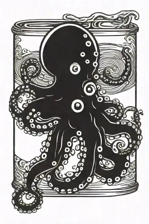 octopus with a can of paint cute tattoo design idea