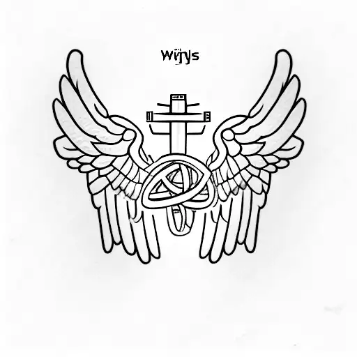 Christian Cross with M inside and Wings on the M tattoo design idea