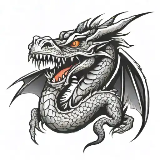 brain cancer dragon tattoo design idea