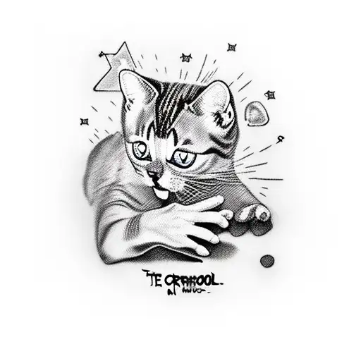 the creation of adam but cats tattoo design idea