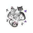 the creation of adam but cats tattoo design idea