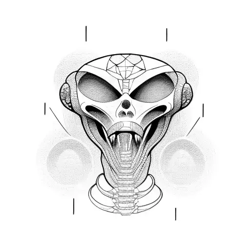alien face tattoo design idea