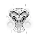 alien face tattoo design idea