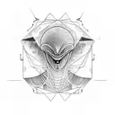 alien face tattoo design idea