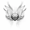 Seraph with 6 wings and a single eye tattoo design idea