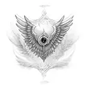 Seraph with 6 wings and a single eye tattoo design idea