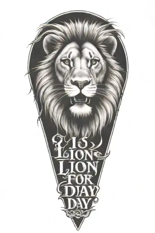 Lettering "lion for a day" tattoo design idea