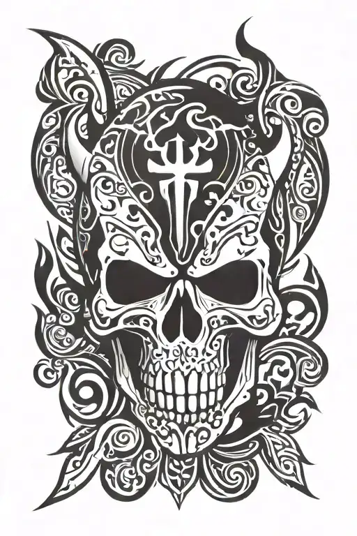 tribal With punisher skull tattoo design idea