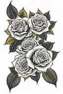3 black roses, yellow roses, red roses in a row, on top of each other, symbol of brotherhood tattoo design idea