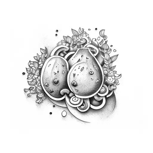 blueberries and mushrooms tattoo design idea