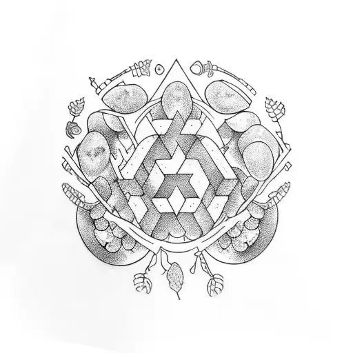 blueberries and mushrooms tattoo design idea