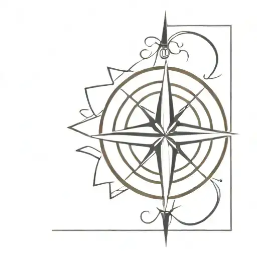 Combine a compass rose with the Stoic symbol of a ship in rough seas tattoo design idea