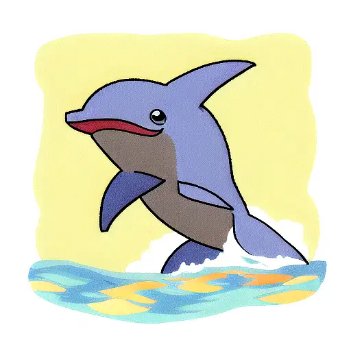 Flat Border Sticker with River Dolphin in Anime Style Stock Illustration -  Illustration of contrast, dolphin: 275411851