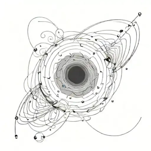 An abstract representation of a black hole's gravitational pull tattoo design idea
