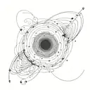 An abstract representation of a black hole's gravitational pull tattoo design idea