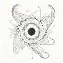 An abstract representation of a black hole's gravitational pull tattoo design idea
