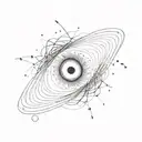 An abstract representation of a black hole's gravitational pull tattoo design idea