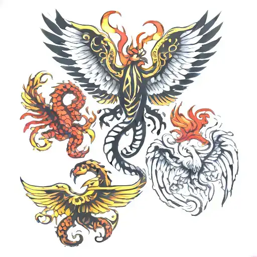 the evolution of a Scorpio from the Scorpion to an Eagle to the phoenix  tattoo design idea
