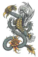 the evolution of a Scorpio from scorpion to eagle then phoenix  tattoo design idea
