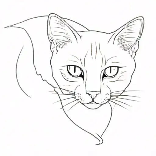 siamese cat, orange cat, calico cat playing tattoo design idea