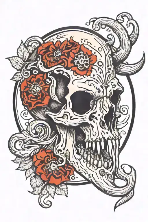 mammoth skull in tar tattoo design idea