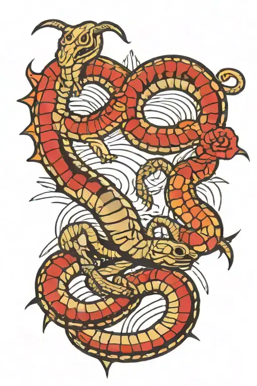 scorpion and a snake tattoo design idea