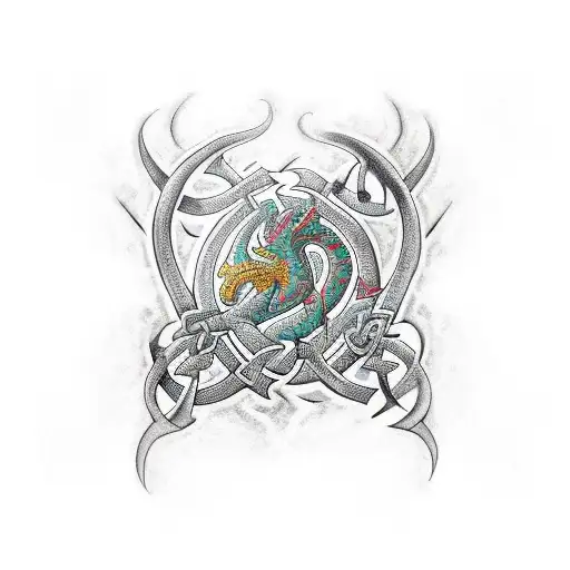 celtic dragon sleeve tattoo design idea