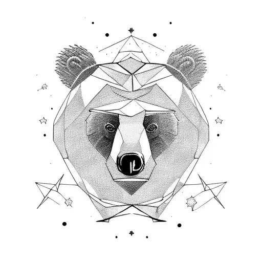bear and chicken watching togehter the stars tattoo design idea