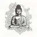 bhudha with background aura tattoo design idea