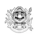 super mario brother brown leaf with Japanese symbol for autumn tattoo design idea