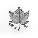 super mario brother brown leaf with Japanese symbol for autumn tattoo design idea