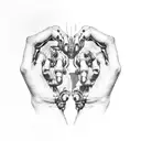 Michelangelo Creation Of Adam Hands Touching, where one hand is a hand of a robot tattoo design idea