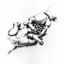 Michelangelo Creation Of Adam Hands Touching, where one hand is a hand of a robot tattoo design idea