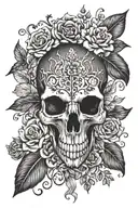 impala skull with fall florals tattoo design idea