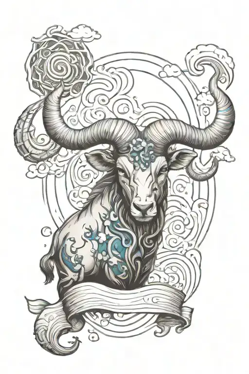 Aries and Taurus and the sea tattoo design idea
